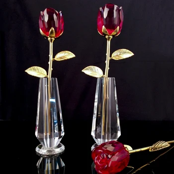 

10pcs/lot Romantic Love Forever in Bud Red Crystal Rose Flower Best Gift for Valentine's Day Mother's Day Anniversary