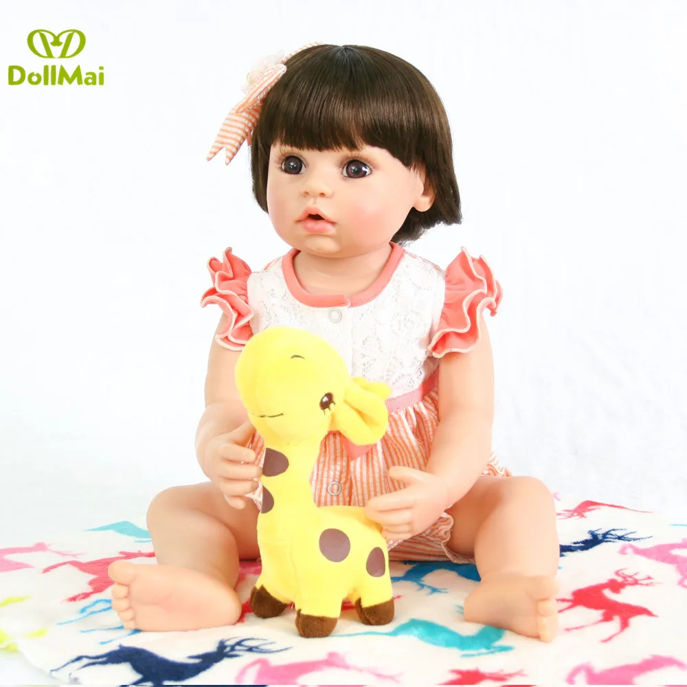 Модная 22 дюймовая Кукла Reborn Baby Girl полностью силиконовая виниловая кукла bebes