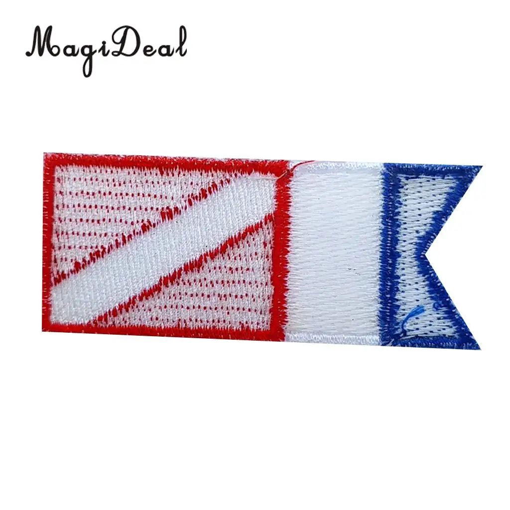3Pcs Dive Diver Down Flag Alpha Flag Patch Patches Backpack Badges Iron On Embroidered Applique Underwater Scuba Diving Souvenir