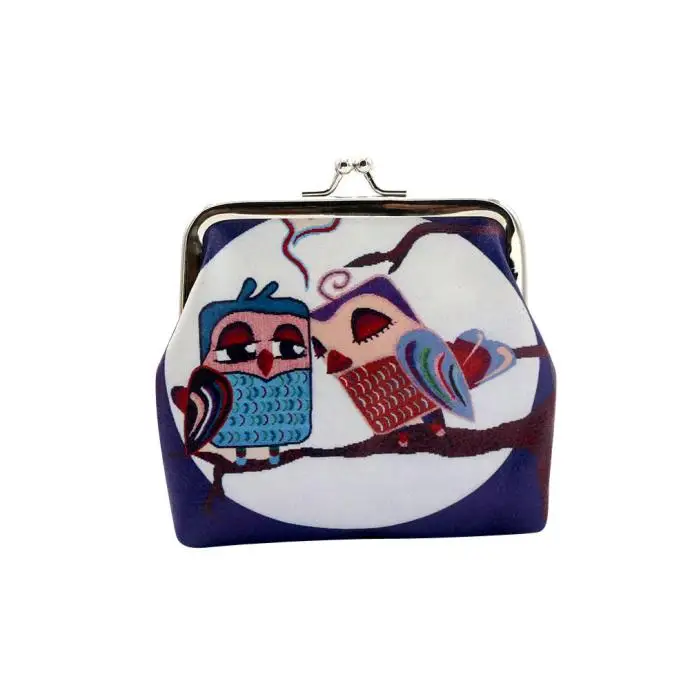 Aelicy, женский модный мини-кошелек с рисунком совы, маленький кошелек для монет, кошелек с застежкой, клатч, держатель для ключей, сумка для хранения