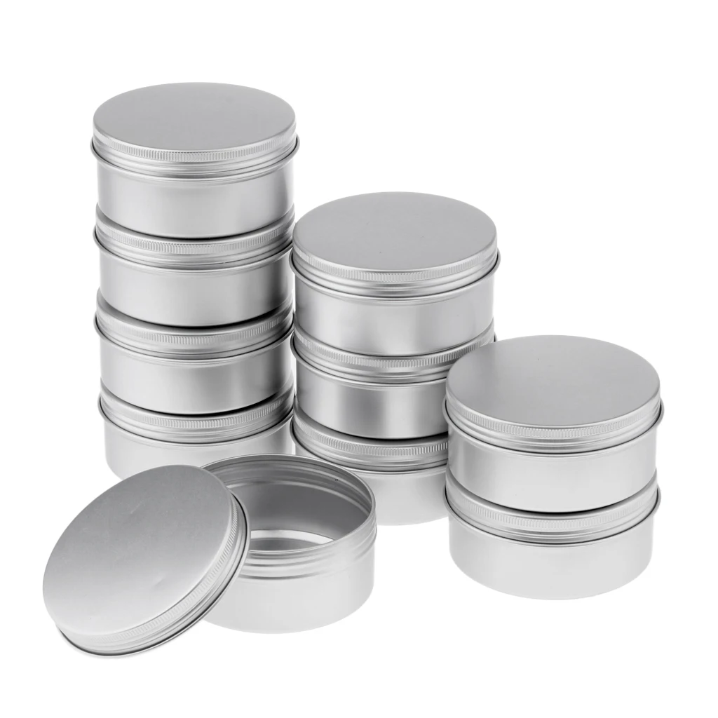 10x 150ml Round Aluminum Cosmetics Cream Empty Lip Balm Containers Jars Tin