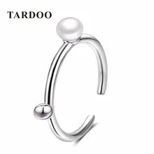 Tardoo Minimalista De Moda Anillos Gemelos Ajustables para Las Mujeres Genuino 925 Anillos de Plata de Ley y Perlas de Joyería Fina