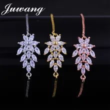 JUWANG, 1 шт.,, браслеты с цветами для женщин и девушек, серебряный цвет, браслет с кубическим цирконием ААА, вечерние, подарок
