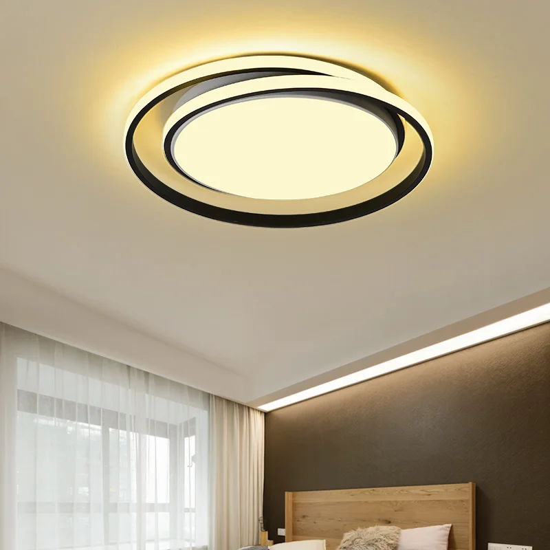 Living room LED ceiling chandelier for kitchen bedroom balcony lamp black and white round modern chandelier AC85-260V