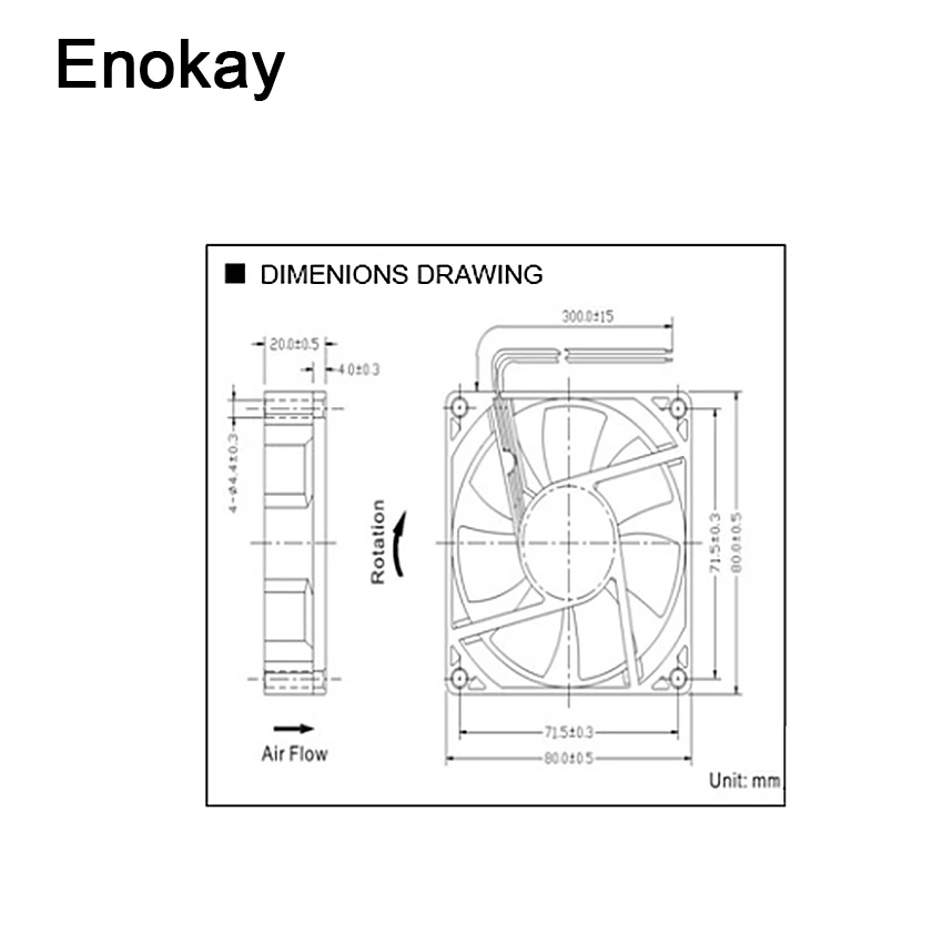 Горячая вентилятор кулера для воды Enokay 5 шт. в партии DC 12 В/24 В 2Pin 8 см 80 мм вентилятор 80x80x20 мм промышленный вентилятор охлаждения вентиляции