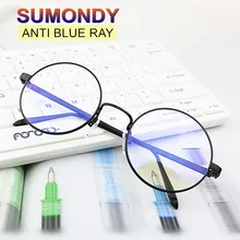 SUMONDY Anti Blue Ray компьютерные очки для мужчин и женщин, высокое качество, металлическая круглая оправа, синий светильник, блокирующие очки для IT Pro UF11