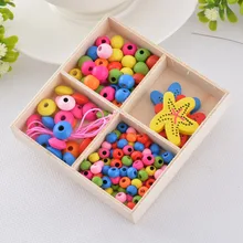 LASPERA 1 набор деревянных бусин набор Многоцветный детский сад креативный пазл 3D деревянные бусины для DIY детей ожерелье браслет ювелирные изделия
