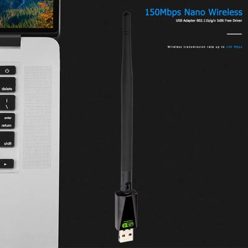 Беспроводной WiFi адаптер Dongle 150 Мбит/с Соединительная плата локальной компьютерной сети USB Wi-Fi приемник 2,4 ГГц с антенной 802.11b/g/n с CD-драйвером