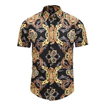 

Men Hawaii Shirts Beach Short Sleev Summer Slim Fit Leisure Retro Collar Single-breasted Deluxe Court Style Suitable Office Men