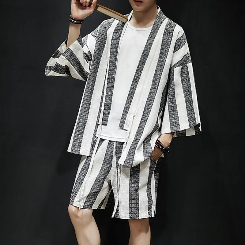 

Japanese kimono men cardigan shirt blouse yukata men haori obi clothes samurai clothing cosplay male kimono Japan TA509