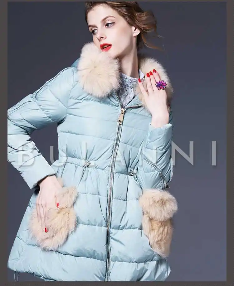 New 2015 Women Fur Hooded Slim Coats Fashion Winter Luxury Long Jackets Ladies Thicken Wadded Overcoats Parkas H4619