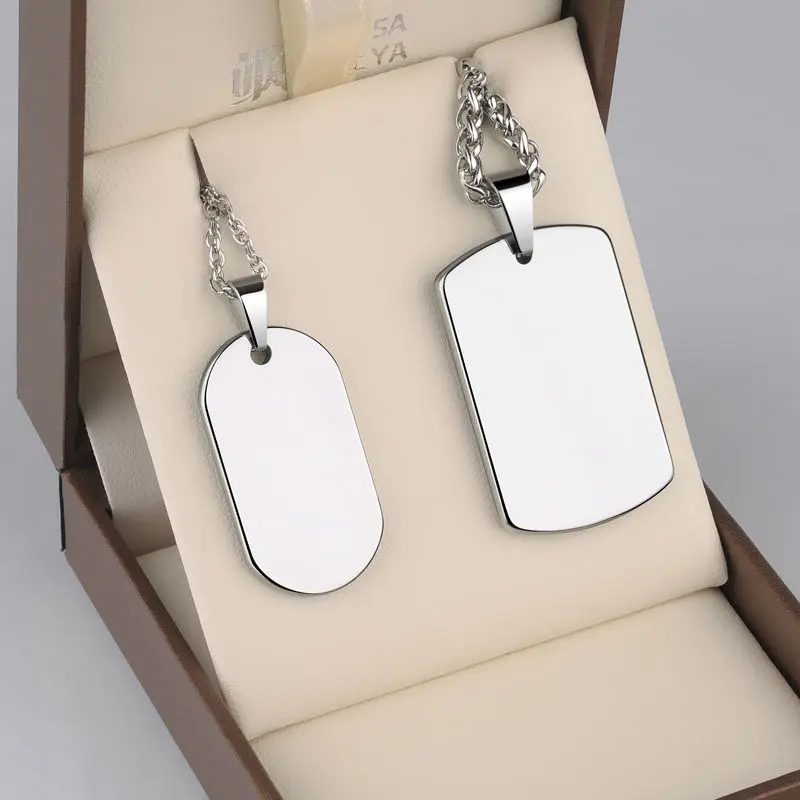 Новая мода индивидуальные серебряные тона карбида вольфрама Dog Tag подвески ожерелья для мужчин и женщин лазерная гравировка буквы или фото