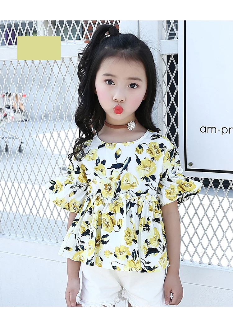 Children's T-shirt Girls Baby Summer Cute style Beautiful girl chiffon Printed loose T-shirt top for angel kids clothes (14)
