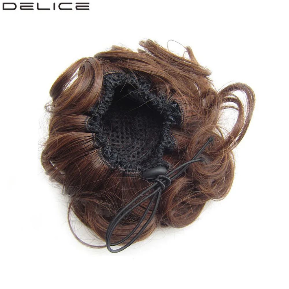 

Delice Grils Curly Chignon Elastic Rubber Band Drawstring Hair Bun Clip In Synthetic Hairpieces
