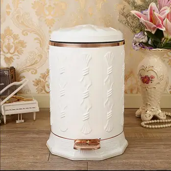 

Luxurious European10L Stainless steel metal trash bins prullenbak can garbage bucket poubelle salle de bainfor homedecor