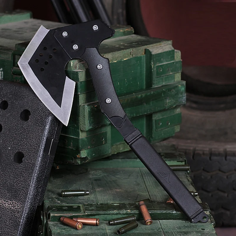 

CS Tomahawk Felling Axe 39.8cm Full Black 420 Steel 57HRC High Hardness Camping Meat Chopper Hunting Survival Tool Hatchet