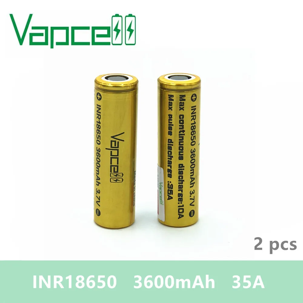 

Free shipping 2pcs VAPCELL 18650 3600mAh 35A 3.7V rechargeable HIGH POWER lithium battery vs keeppower smoke E-CIG