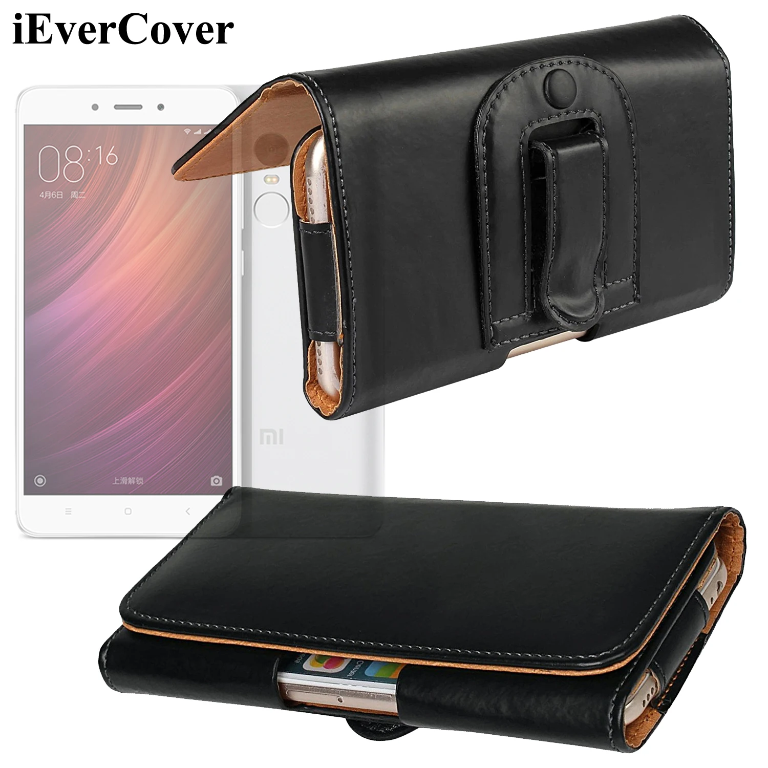 Horizontal Leather Case Pouch Bag Holster Cover w/ Belt Clip for Xiaomi