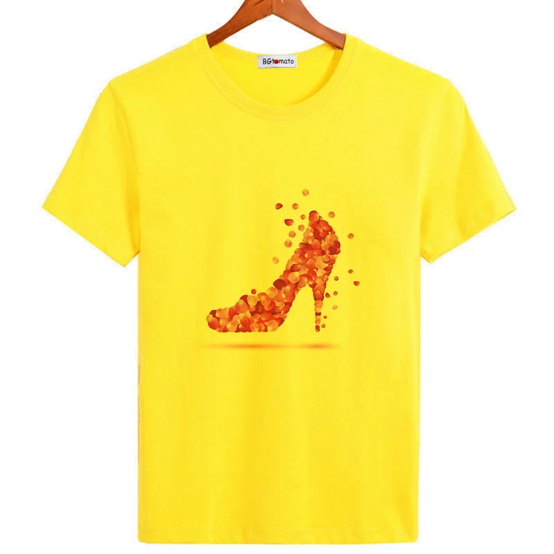 

BGtomato pink high heel printing tshirt men beautiful summer shirts creative design funny tops good quality casual t-shirt men