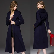 Casaco feminino 2017 ROYAUME-UNI Femmes Plus La taille Automne Hiver Cassic Simple De Laine Maxi Long Manteau Femelle Robe Survêtement manteau femme