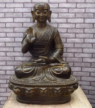 

JP S1119 Tibet Buddhism Monastery Bronze Copper Darai Lama Monk Guru Statue B0403