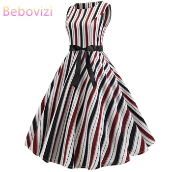 

Bebovizi Summe Casual Plus SizeDresses Sexy Elegant Bandage Dress Women Clothes 2019 Hepburn 50s 60s Vintage Casual Vestidos