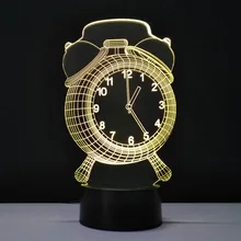 Детская спальня освещение 3D objet Light часы LED Настольная лампа 7 цветов Изменение veilleuse Enfant гравированные акриловые Luminaria
