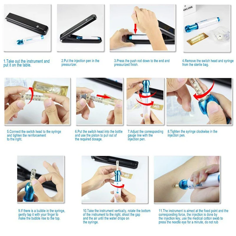 Стерильный распылитель, гиалуроновая ручка, 0,5 мл, устройство для ухода за лицом, гиалуроновая ручка для регулировки, против морщин, для подтяжки губ, высокое давление