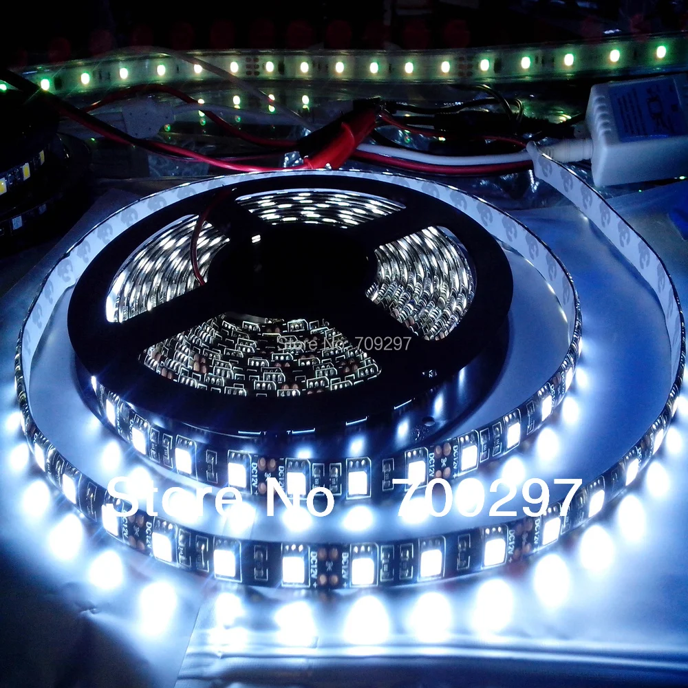 Free DHL/FEDEX/EMS 50m/lot Black PCB 300LED IP65 waterproof white/warm white/RGB DC 12V 5050 LED Strip lights 60LED/m 70209 | Освещение
