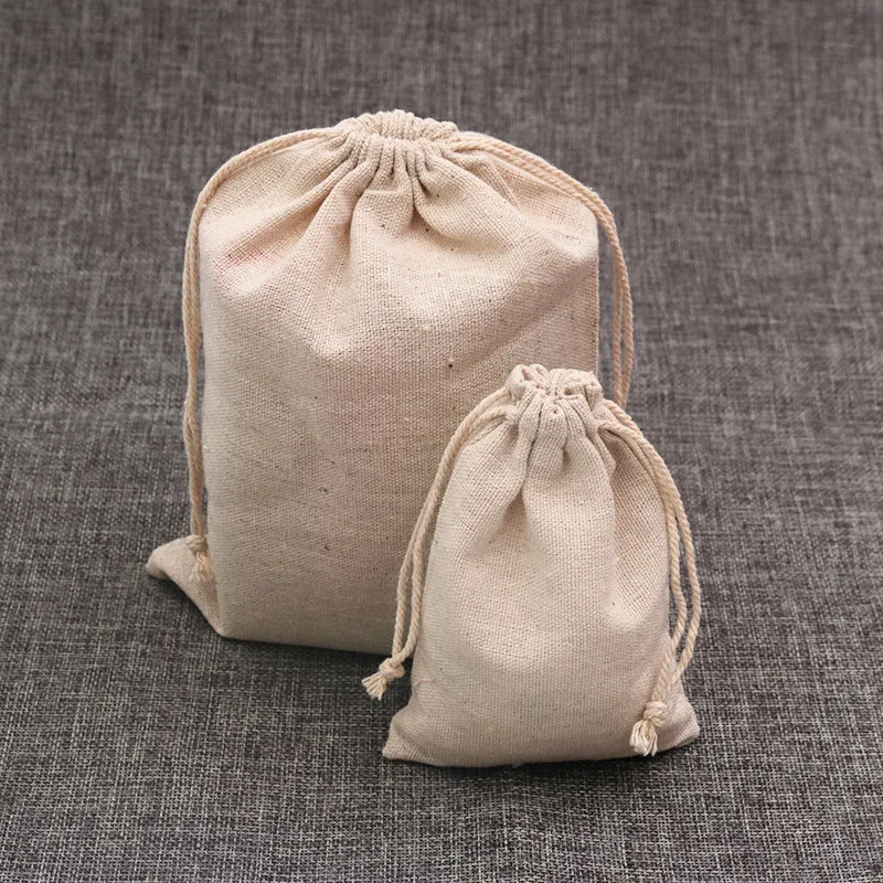 Cotton Linen Favor Bag 8x10cm 9x12cm 10x15cm 13x17cm pack of 50 Makeup Jewelry Gift Packaging Pouch Jewelry Packaging