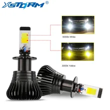 2 шт. H7 Led H1 H3 H8 H11 9005 HB3 9006 HB4 светодиодные лампы H27 880 881 двойной Цвет 2800LM Автомобильные противотуманные фары DRL авто светодиодные лампы 12 V-24 V 6000K