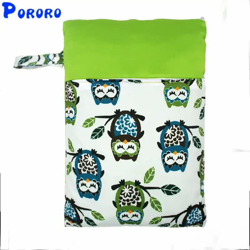 Reusable Baby Wet Dry Nappy Waterproof PUL Diaper Bag Double Zipper Pocket
