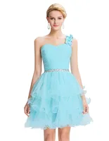 Blue Puffy Short Prom Dresses