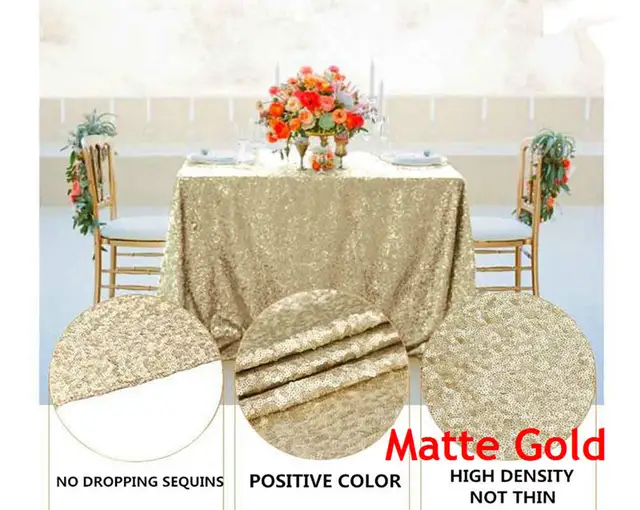 Pink Gold Tablecloth 90x132in Glitter Round Rectangular Embroidered Sequin Table Cover for Wedding Party Christmas Decor Matter Gold