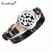 Everlead leather Bracelets Perfume Essential Oil Diffuser Locket Bracelet for lovers' stainless steel friendship