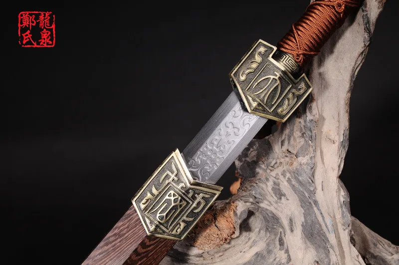 Chinese Sword Double Edges Blade Real Steel Rose Wood Scabbard Fungshui Ornaments Full Tang Sharp-Novel Souvenir-Hanjian