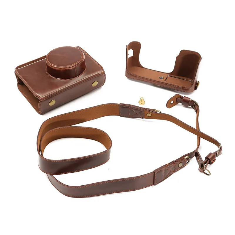 Goede Lederen Camera Tas Beschermhoes Voor Fujifilm x100 x100s x100m x100t Camera Bodem Opening PU Lederen Koffie