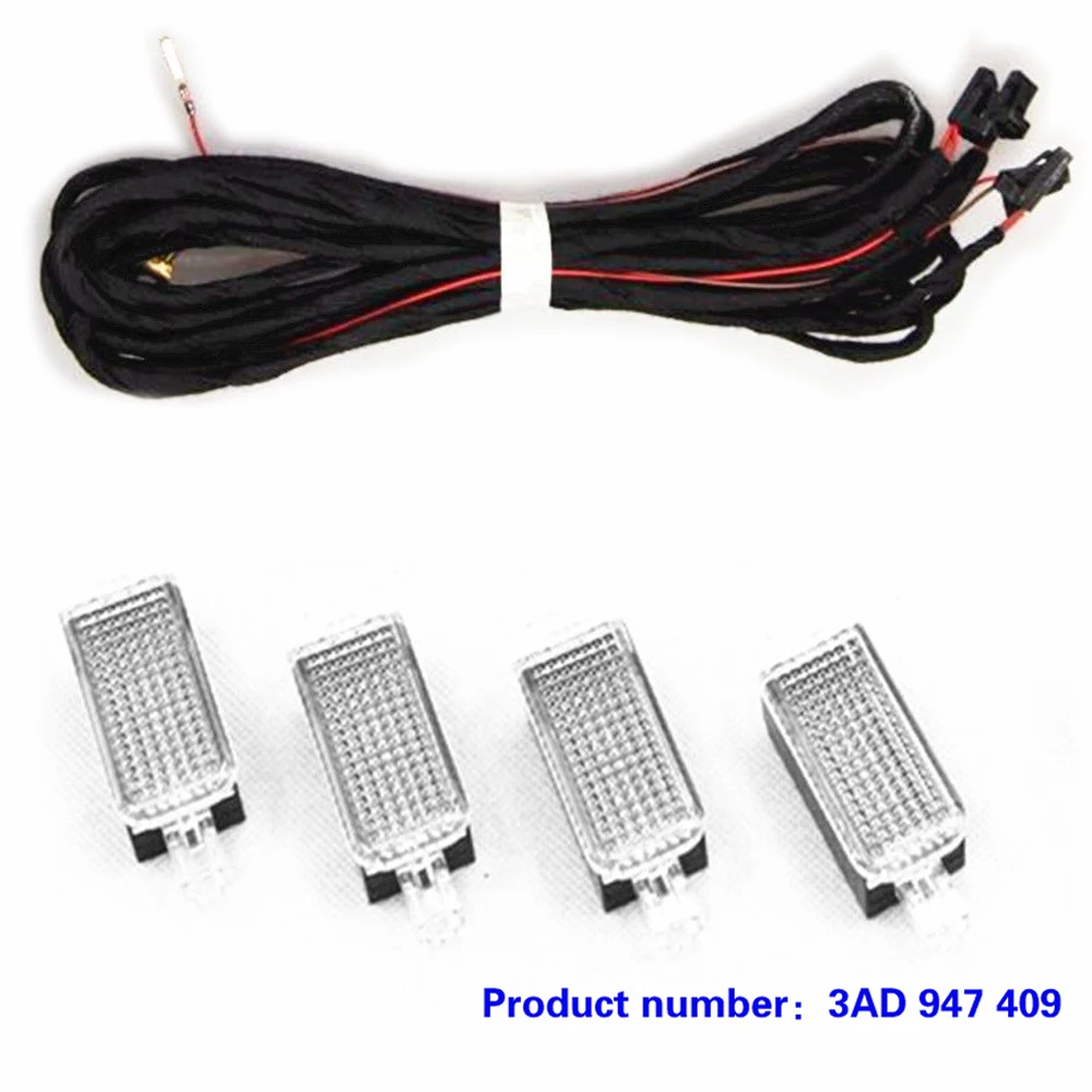 TUKE LED Qty 4 Interior Footwell Lights Cable For VW Jetta MK5 MK6 Golf Passat B6