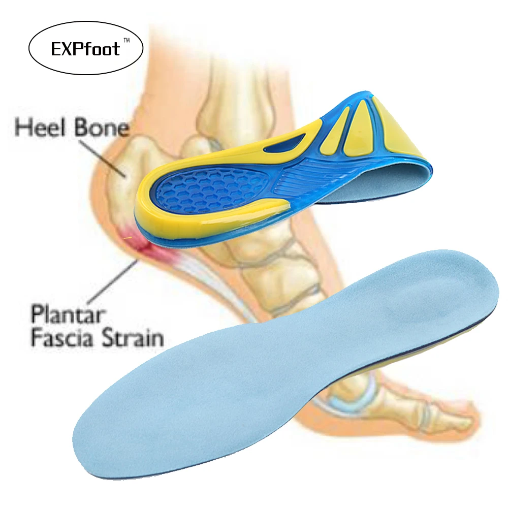 Buy Silicon Gel Insoles Foot Care for Plantar Fasciitis Heel Spur Running Sport