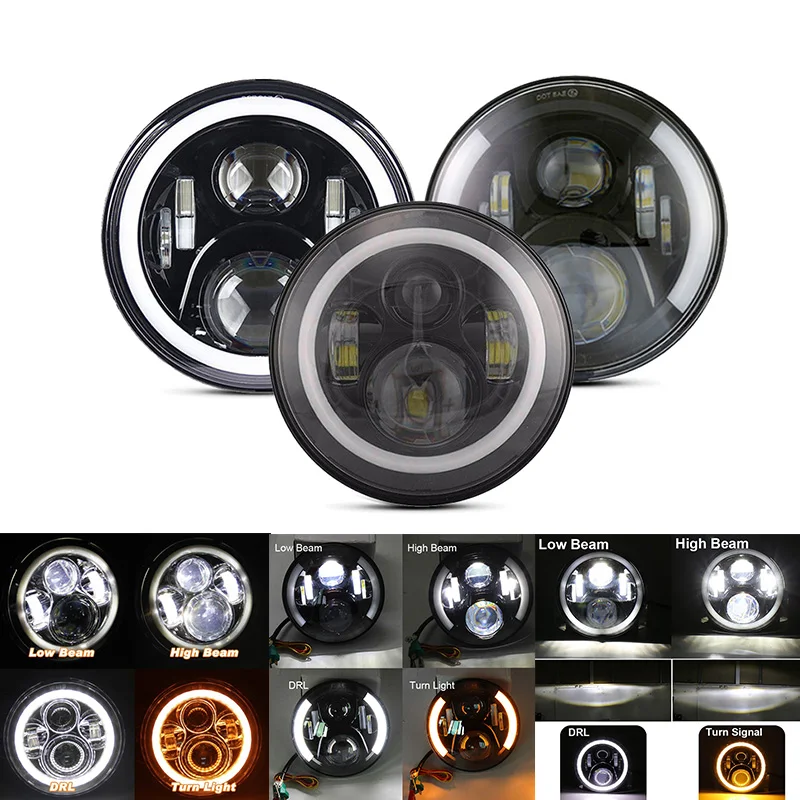 7 дюймовая светодиодная фара Halo DRL для Harley Moto Rod FatBoy Heritage Softail Slim Deluxe Switchback Road King