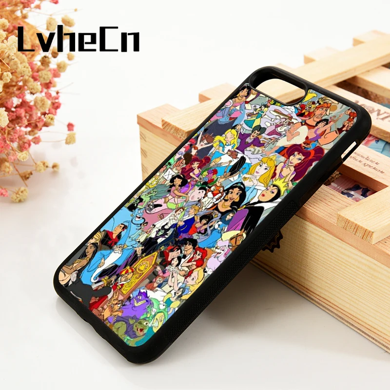 

LvheCn 5 5S SE 6 6S Phone Cover Cases For iPhone 7 8 PLUS X Xs Max XR Soft Silicone Rubber Princess Villains Layered Cartoons