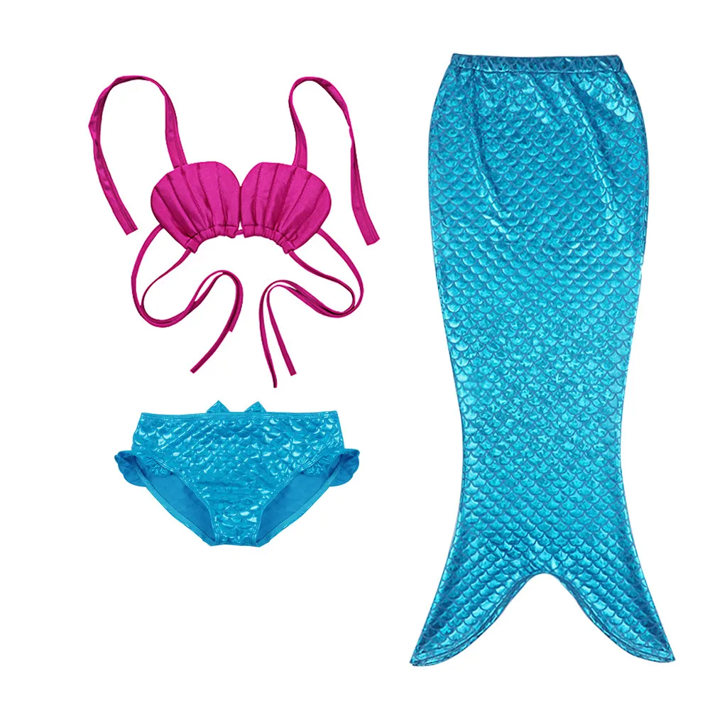 Комплект из 3 предметов; Новинка; детский купальный комплект с хвостом русалки для девочек; купальный костюм; Детский комплект бикини; купальный костюм