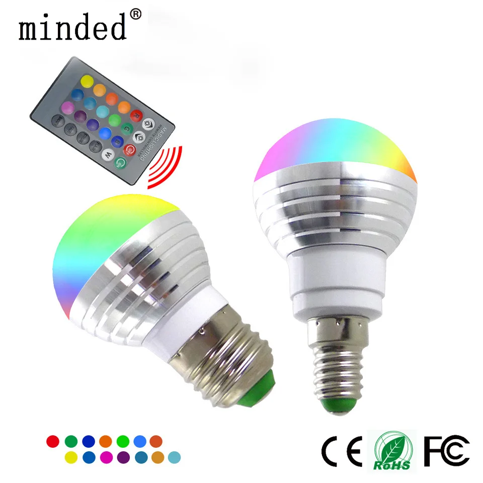 

LED Bulb 16 color Dimmable RGB E27 E14 MR16 GU10 Lamp LED RGB SpotLight magic Holiday AC110V 220V RGB lighting+IR Remote Control