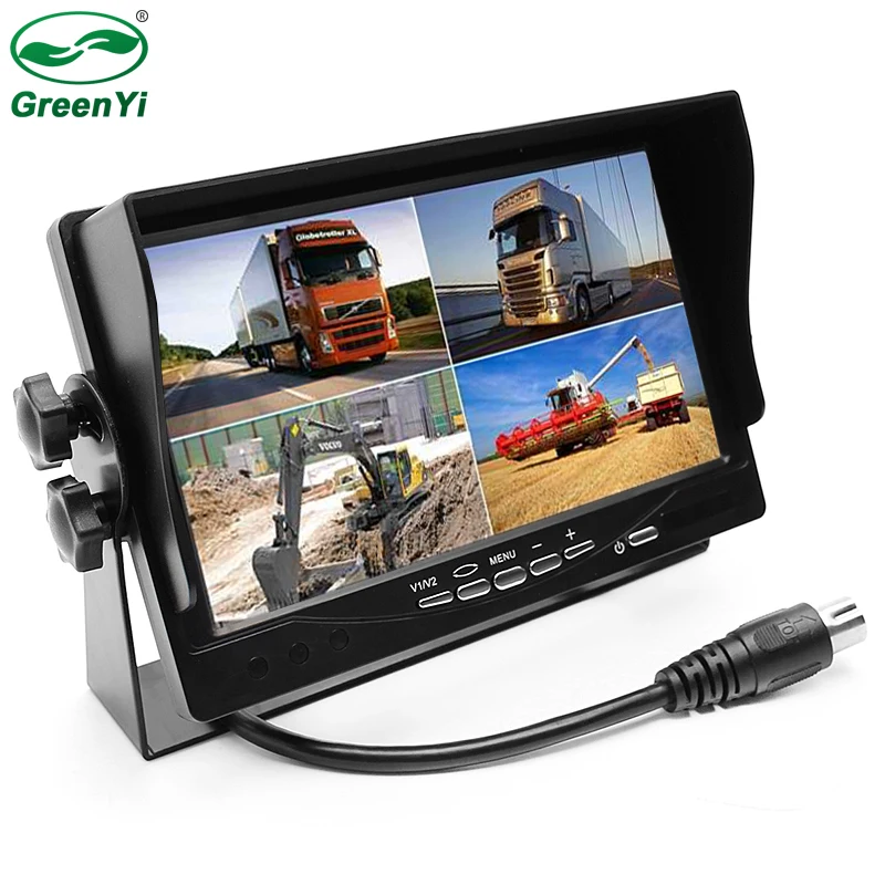 GreenYi CCTV 12V24V 7" LCD Car Parking Monitor With 4CH Video input