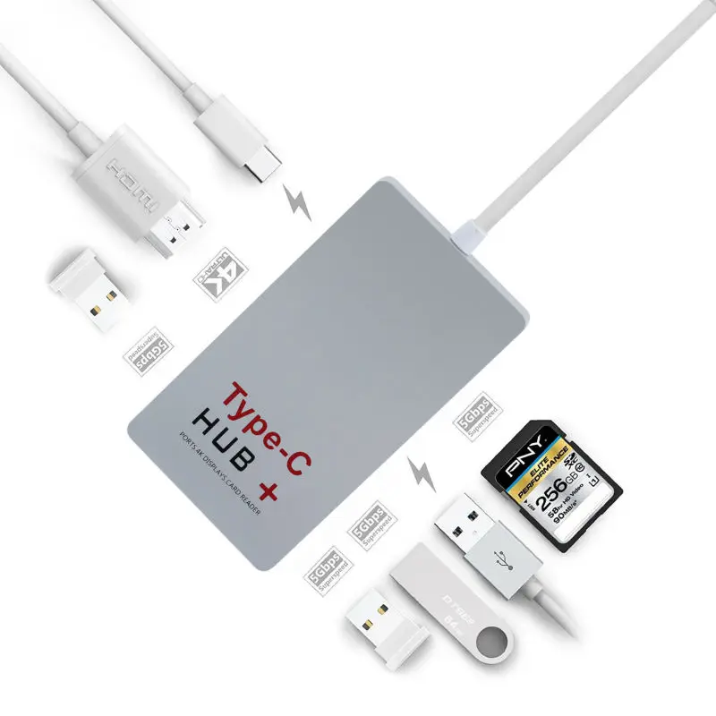 USB-C концентратор + PD Charge 3.0 typec концентратора Type-C card reader 4 К HDMI конвертер поддержки