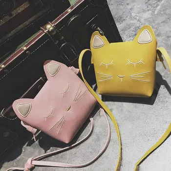 

Hot Sale Christmas Children Girls Cute Cat Bag Coin Purse Handbag Sweet Ladies PU Leather Small Shoulder Bags Popular AB@W3