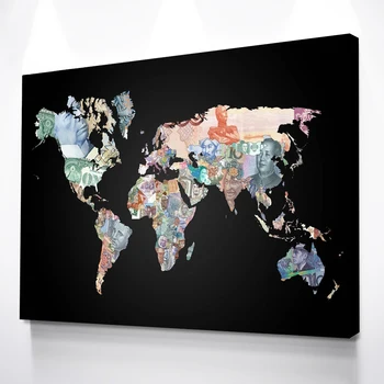 

New Hot Sale Money map Canvas Painting Wall Pictures Posters And Prints Tableau Peinture Sur Toile Pintura Obrazy Drop Shipping
