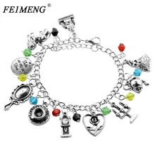 Фильм красота и чудовище очаровательный браслет Роза зеркало маятник хрустальные бусины Belle Вдохновленный Браслет женские ювелирные изделия