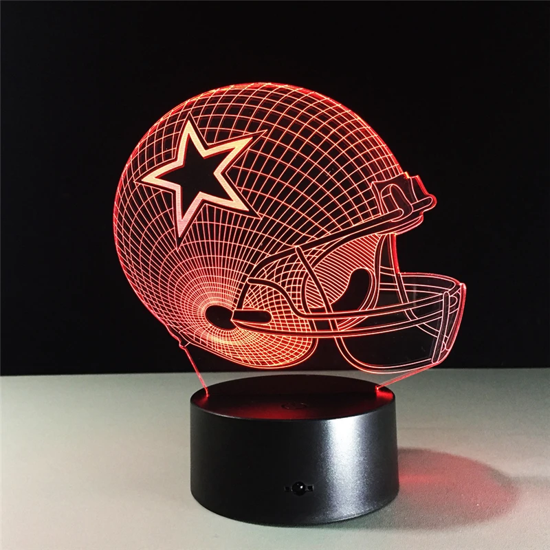 Dallas Cowboys casco lamparas 3d led lámpara 7 colores cambio acrílico USB LED lámpara de mesa niños regalo creativo noche lámpara decoración del hogar Dallas Cowboys casco lamparas 3d led lámpara 7 colores cambio acrílico USB LED lámpara de mesa niños regalo creativo noche lámpara decoración del hogar