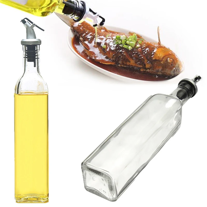 1 x 500ml 18oz Olive Oil And Vinegar Pourer Dispenser Glass Bottle Kitchen Cooking